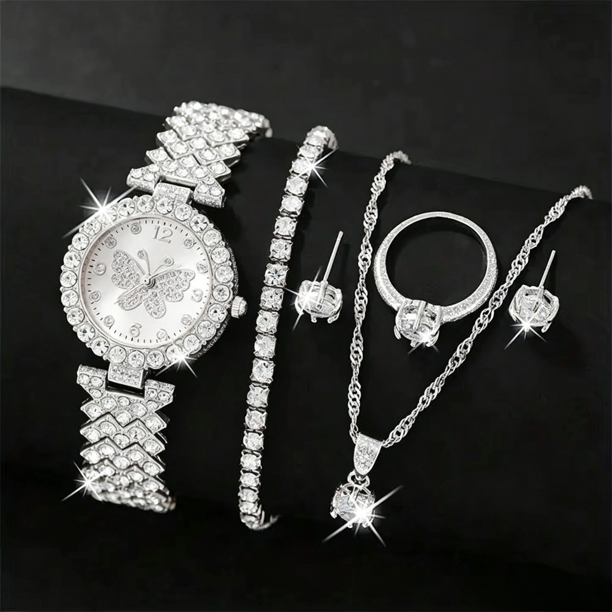 6PCS/Set Luxury Rhinestone But - Mystery Jewelry Jar Watches ulasan dan harga