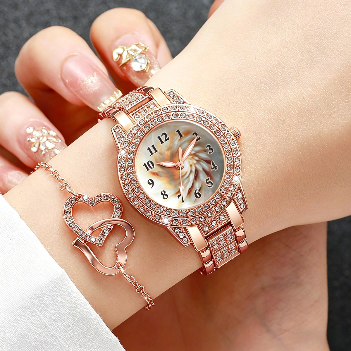 6PCS Luxury Rhinestone Women Q - Mystery Jewelry Jar Watches ulasan dan harga