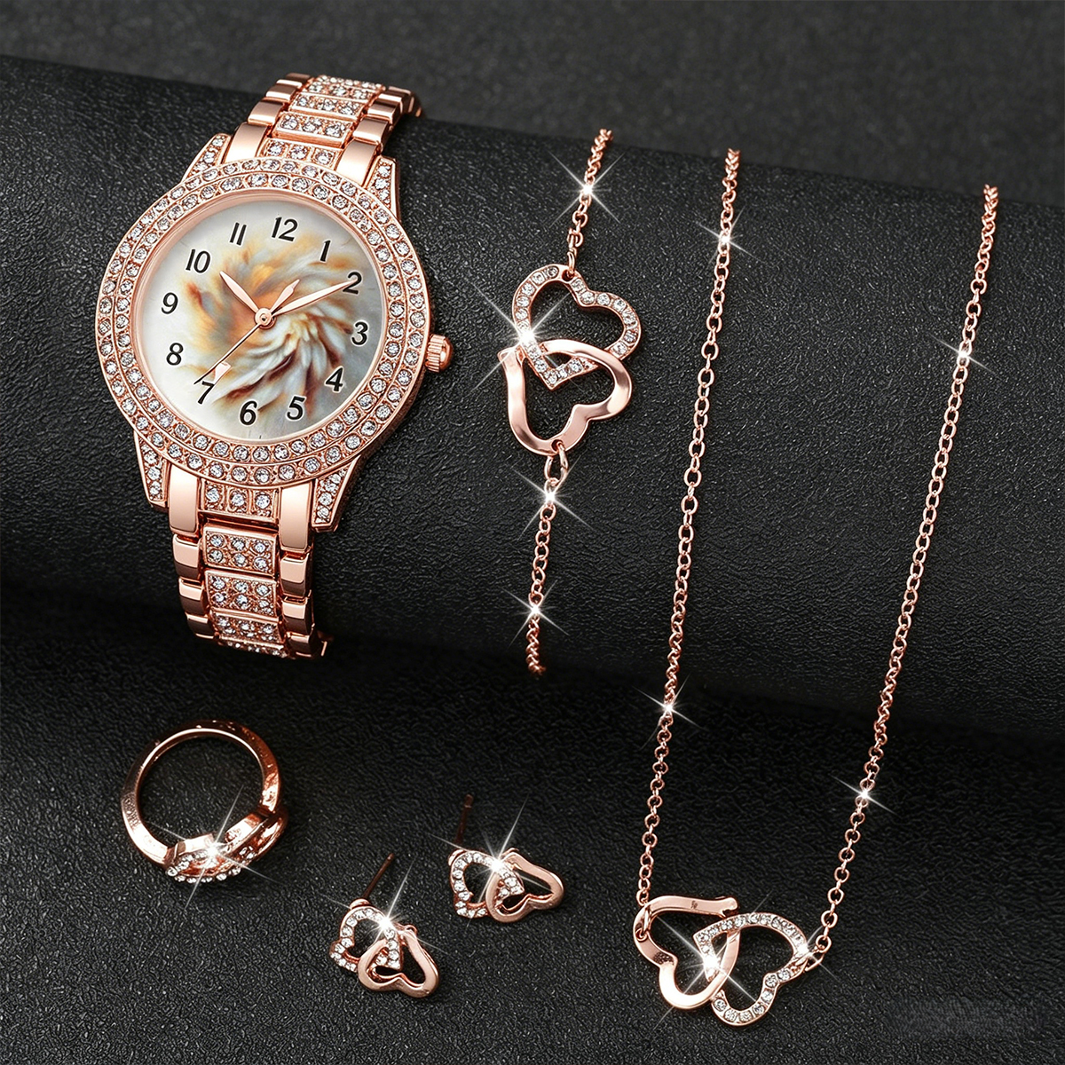 6PCS Luxury Rhinestone Women Q - Mystery Jewelry Jar Watches ulasan dan harga
