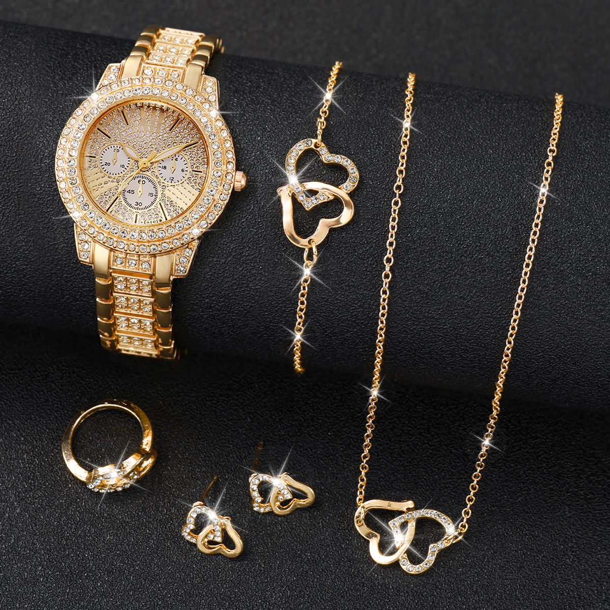 6PCS Luxury Rhinestone Women W - Mystery Jewelry Jar Watches ulasan dan harga