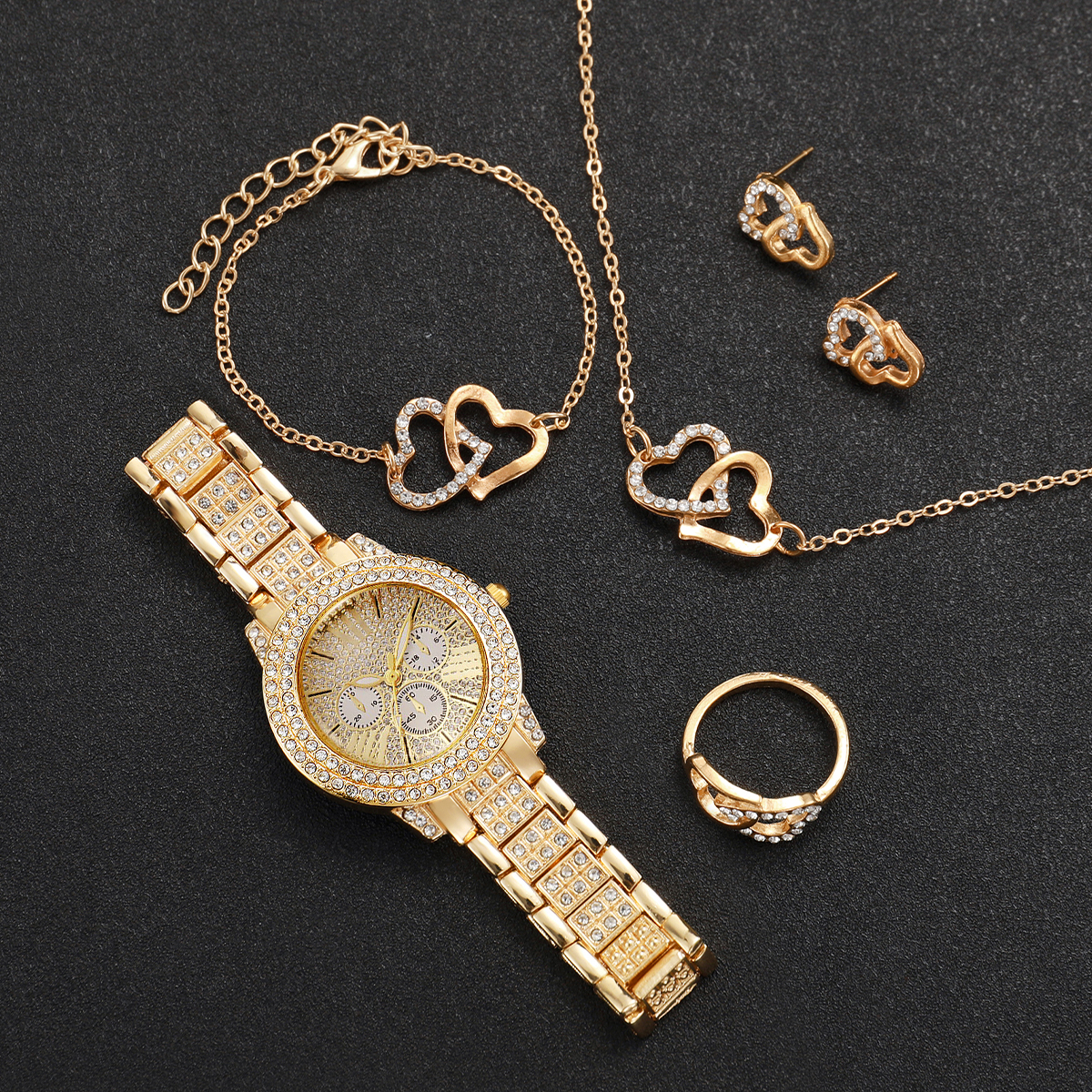 6PCS Luxury Rhinestone Women W - Mystery Jewelry Jar Watches ulasan dan harga