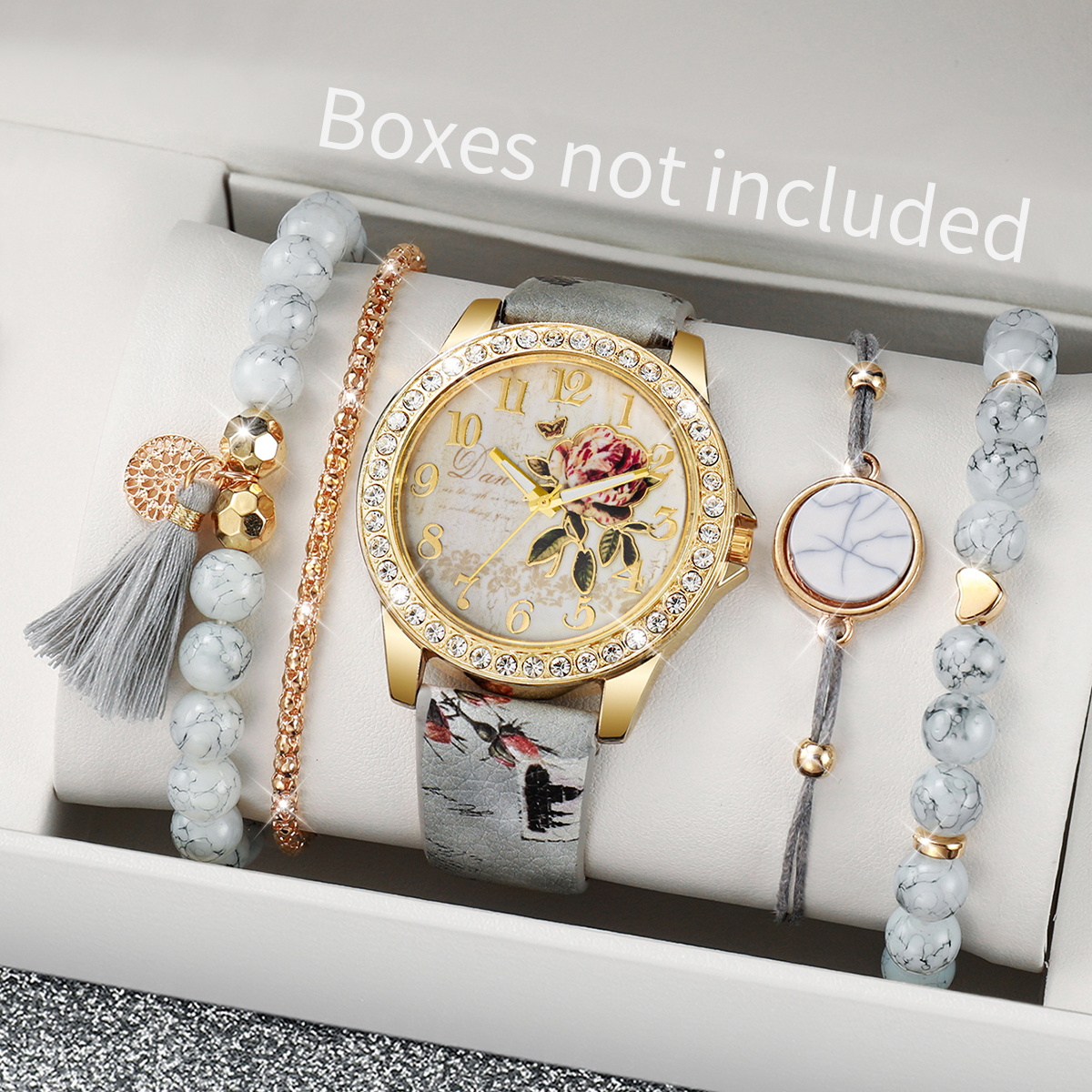 5PCS Fashion Flower Printed Wo - Jewelry Making Watches ulasan dan harga