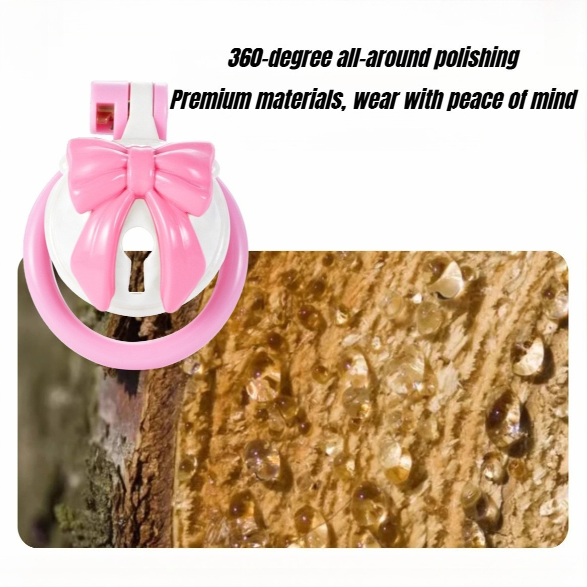 Pink Bowknot Resin Chastity Ca - Couple Ring Set ulasan dan harga