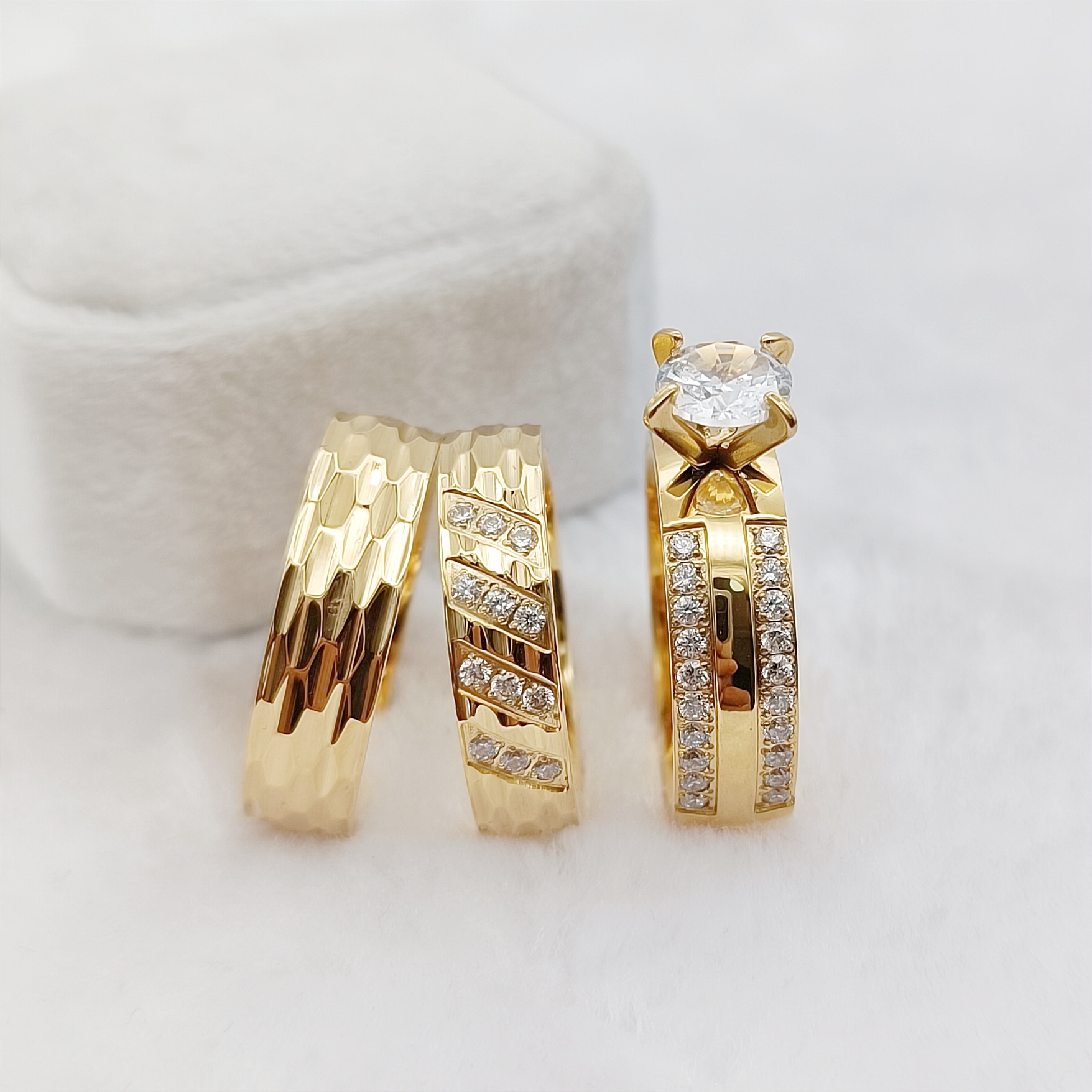 3pcs Anniversary Sale Matching - Couple Ring Set ulasan dan harga