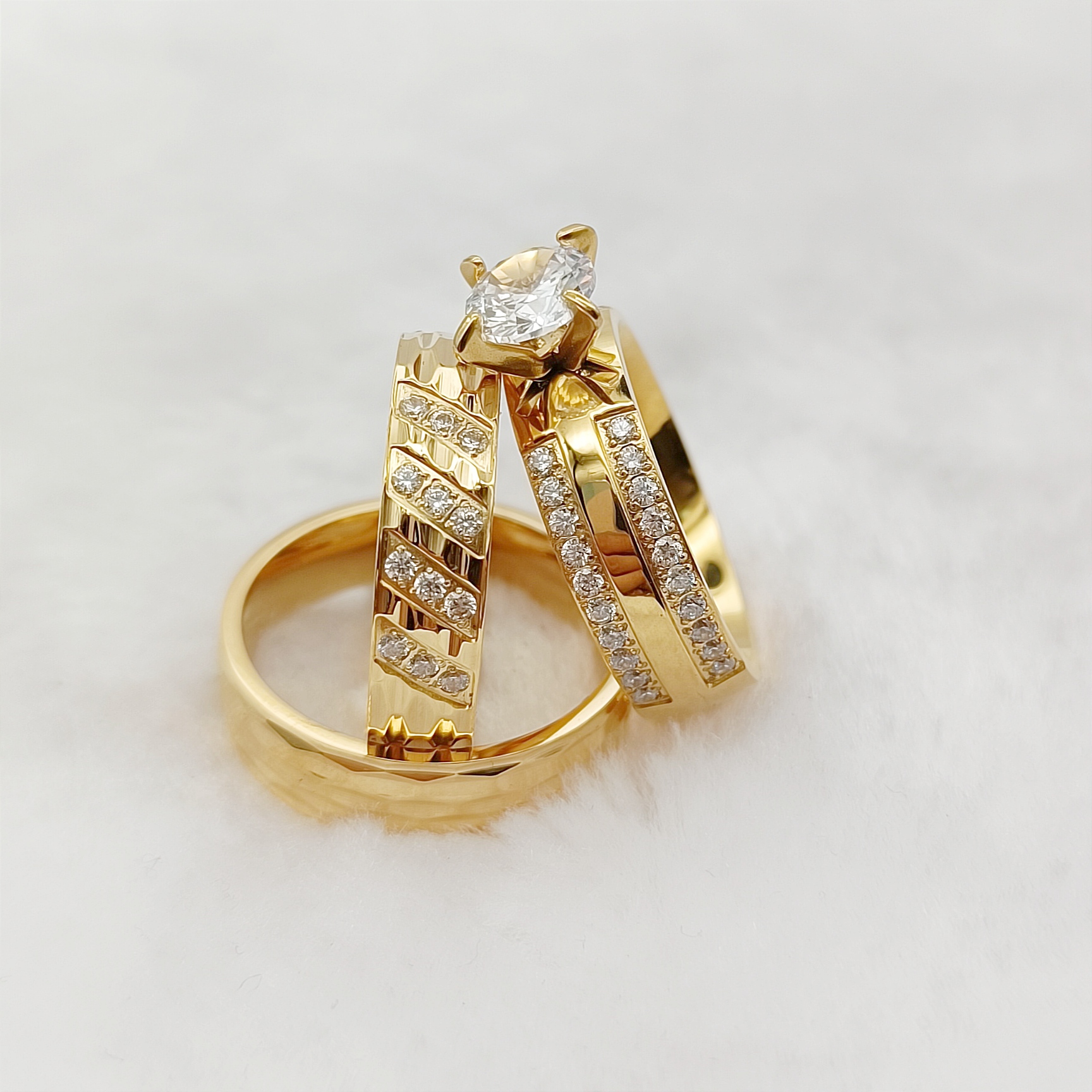 3pcs Anniversary Sale Matching - Couple Ring Set ulasan dan harga