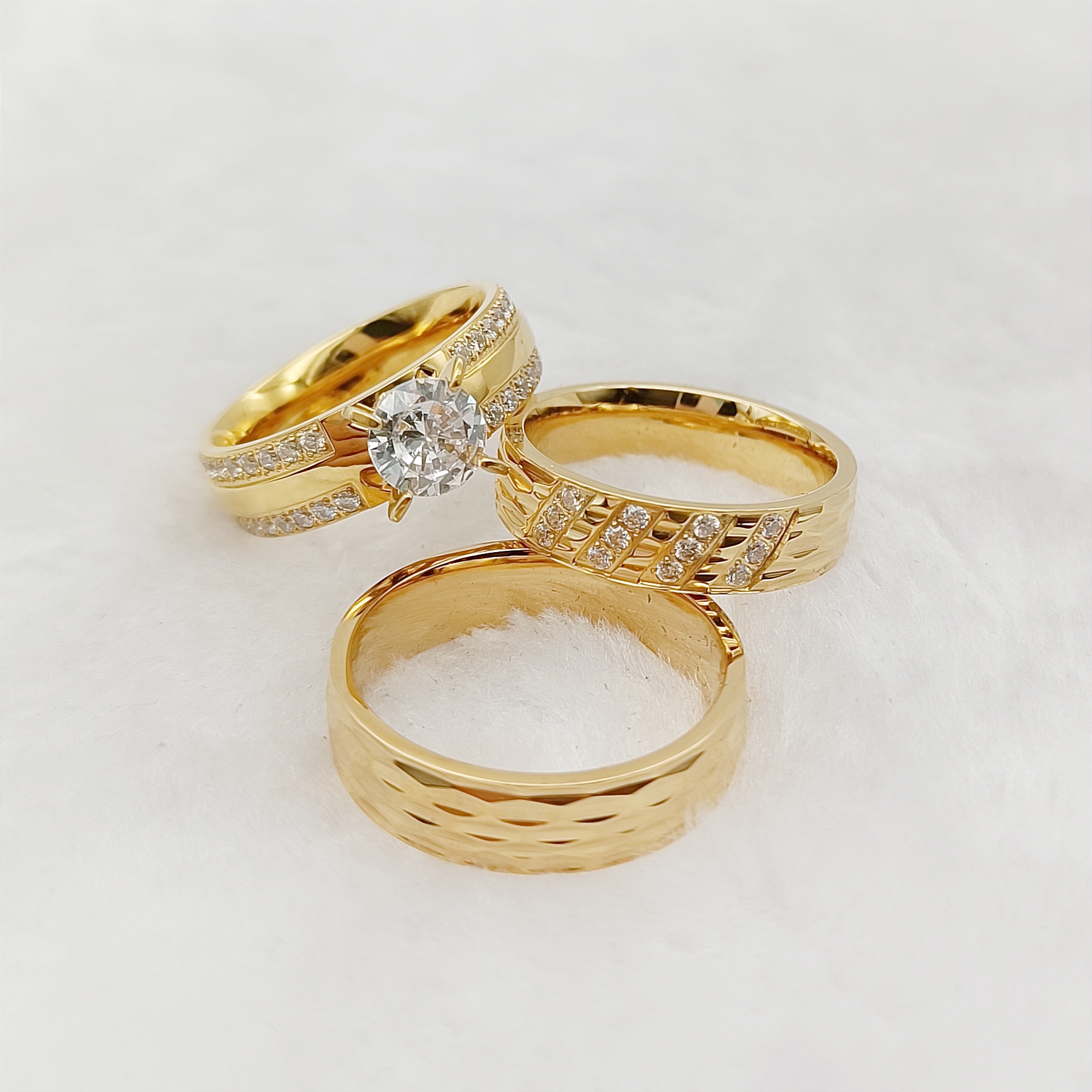 3pcs Anniversary Sale Matching - Couple Ring Set ulasan dan harga