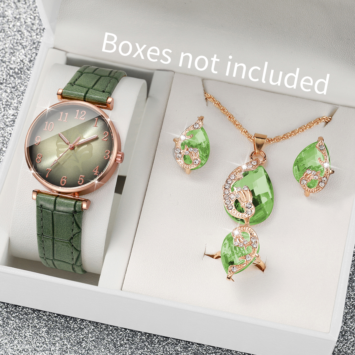 5PCS Fashion Leaf  Dial Women  - Mystery Jewelry Jar Watches ulasan dan harga