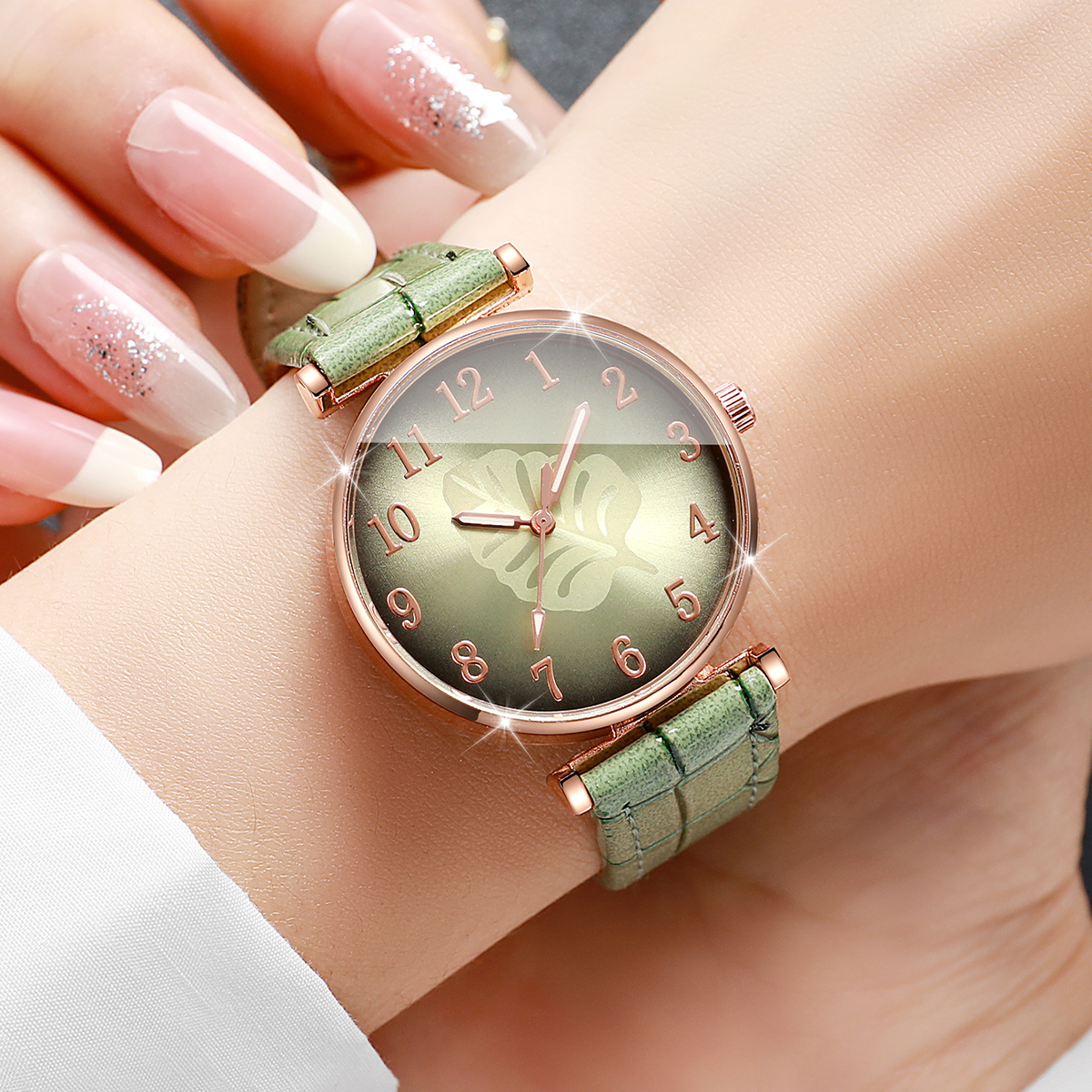 5PCS Fashion Leaf  Dial Women  - Mystery Jewelry Jar Watches ulasan dan harga