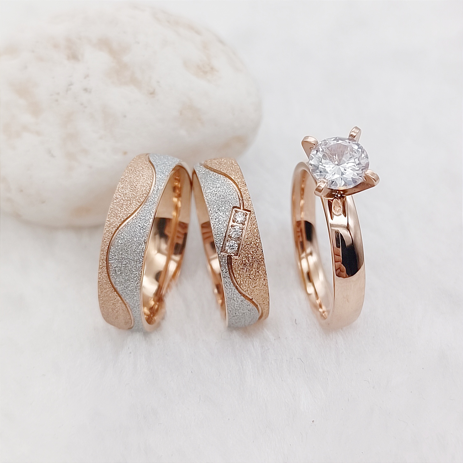 Proposal 3pcs Marriage Promise - Couple Ring Set ulasan dan harga