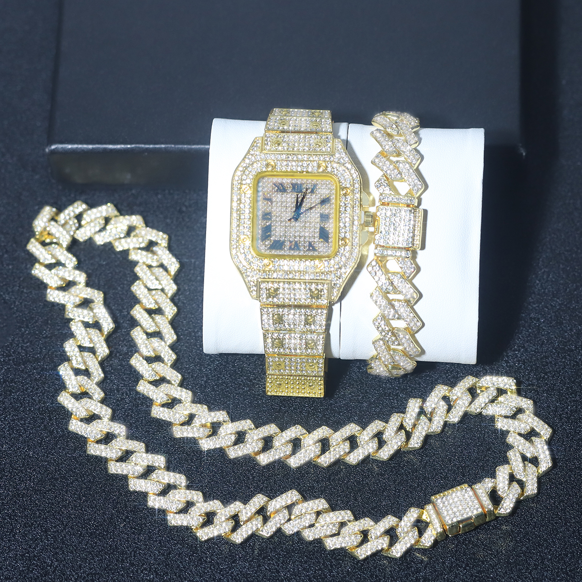 3pcs Men Stylish Watch Set Ice - Mystery Jewelry Jar Watches ulasan dan harga