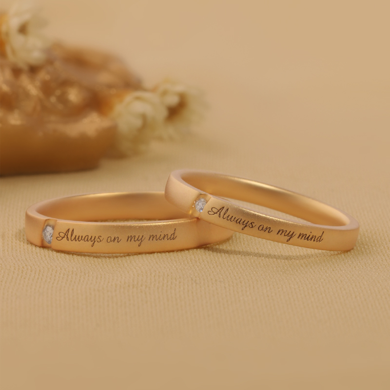Letter Engraving Diamond Engag - Couple Ring Set ulasan dan harga